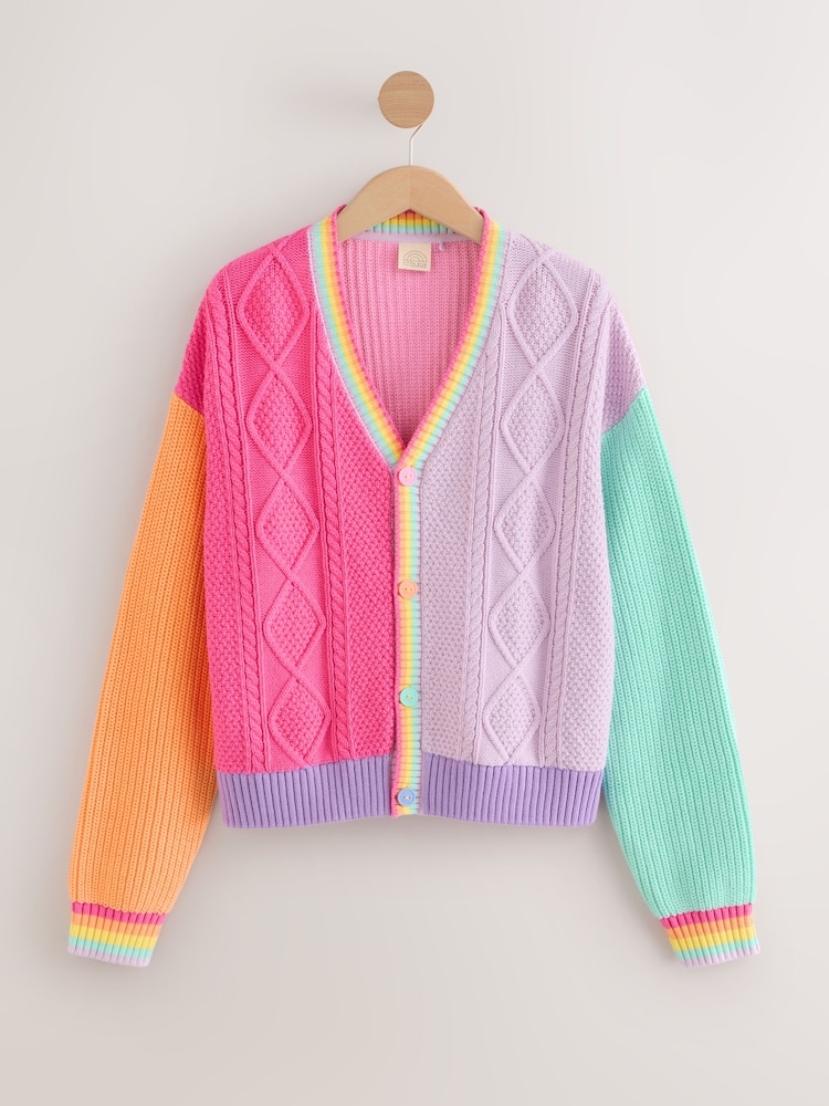 Little Bird by Jools Oliver Pastel Colourblock V-Neck Knitted Button Through Cardigan - Image 1 of 1