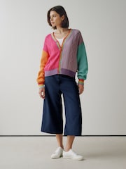 Little Bird by Jools Oliver Pastel Colourblock V-Neck Knitted Button Through Cardigan - Image 2 of 6