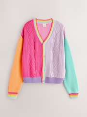 Little Bird by Jools Oliver Pastel Colourblock V-Neck Knitted Button Through Cardigan - Image 6 of 6