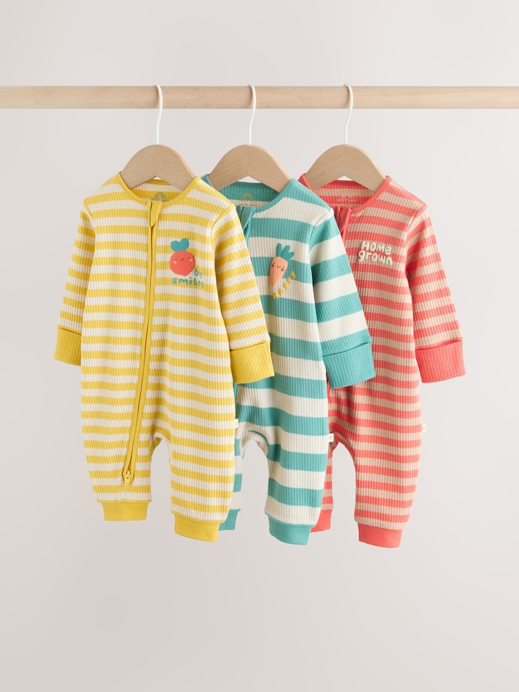 Multi Stripe Baby Sleepsuit 3 Pack (0mths-3yrs) - Image 1 of 12