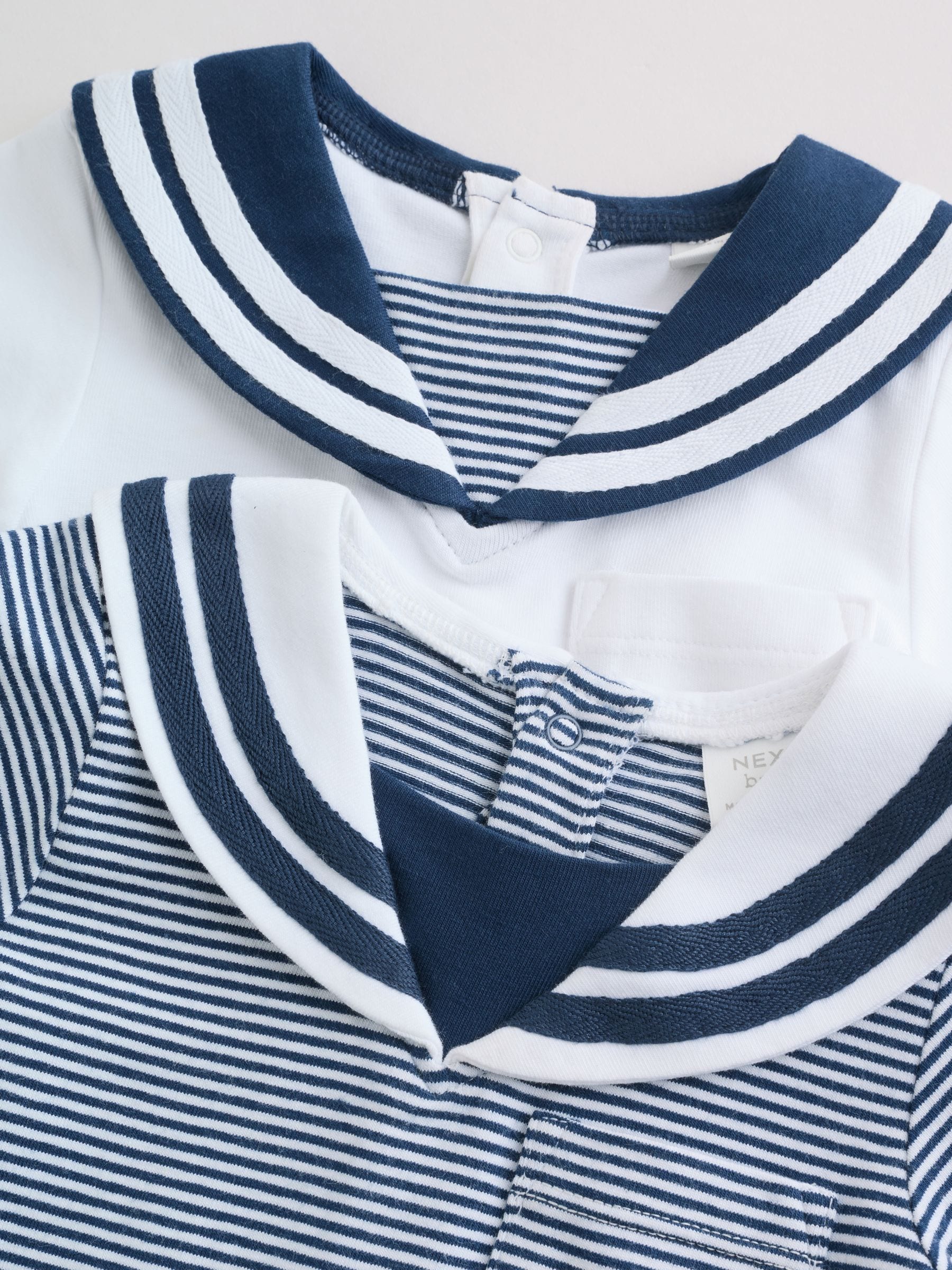 Buy Blue Stripe Sailor Collar Jersey Baby Romper 2 Pack from Next USA
