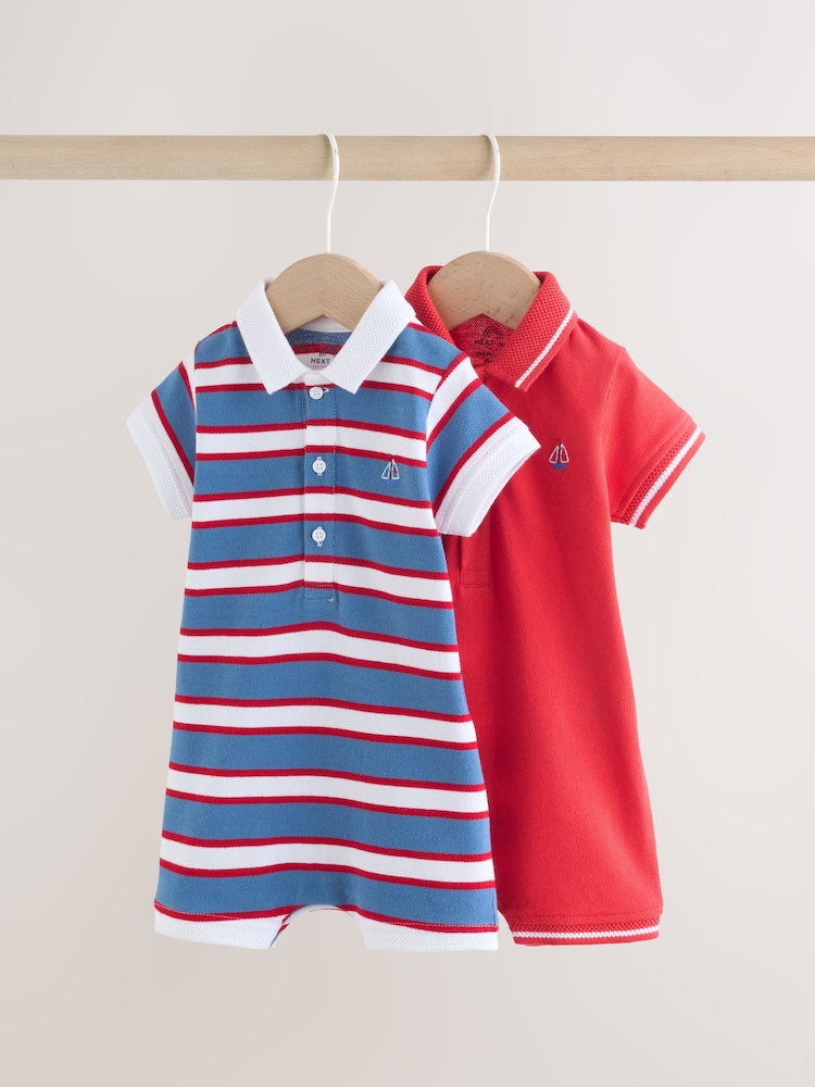 Tricou rugby roșu/albastru cu dungi - Smart Collar Baby Rompers 2 Pack - Imaginea 1 din 12 Tricou rugby roșu/albastru cu dungi - Smart Collar Baby Rompers 2 Pack - Imaginea 1 din 12