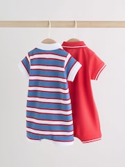 Tricou rugby roșu/albastru cu dungi - Smart Collar Baby Rompers 2 Pack - Imaginea 2 din 12