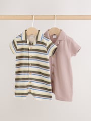 Verde cu mai multe culori - Smart Collar Baby Rompers 2 Pack - Imaginea 1 din 9