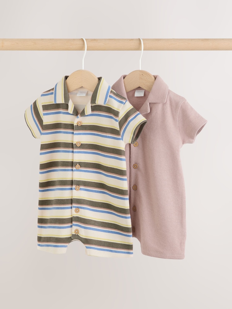 Verde cu mai multe culori - Smart Collar Baby Rompers 2 Pack - Imaginea 1 din 9 Verde cu mai multe culori - Smart Collar Baby Rompers 2 Pack - Imaginea 1 din 9