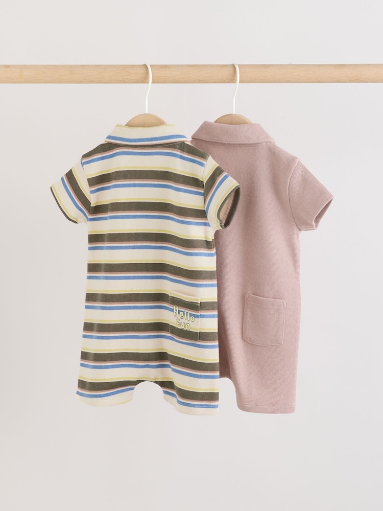 Verde cu mai multe culori - Smart Collar Baby Rompers 2 Pack - Imaginea 2 din 9 Verde cu mai multe culori - Smart Collar Baby Rompers 2 Pack - Imaginea 2 din 9