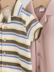 Verde cu mai multe culori - Smart Collar Baby Rompers 2 Pack - Imaginea 6 din 9