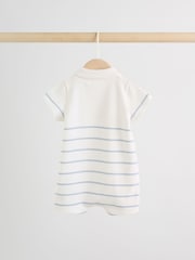Blue and White Striped Baby Jersey Rompers 2 Pack - Image 4 of 12