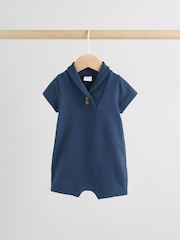 Blue and White Striped Baby Jersey Rompers 2 Pack - Image 5 of 12