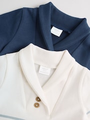 Blue and White Striped Baby Jersey Rompers 2 Pack - Image 6 of 12