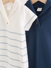 Blue and White Striped Baby Jersey Rompers 2 Pack - Image 7 of 12