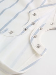 Blue and White Striped Baby Jersey Rompers 2 Pack - Image 9 of 12