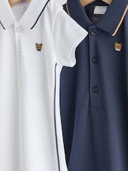 Bleumarin/Alb - Smart Collar Baby Rompers 2 Pack - Imaginea 6 din 10