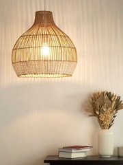 Searchlight Natural/Cream Jenn Rattan Easy Fit Shade - Image 1 of 4