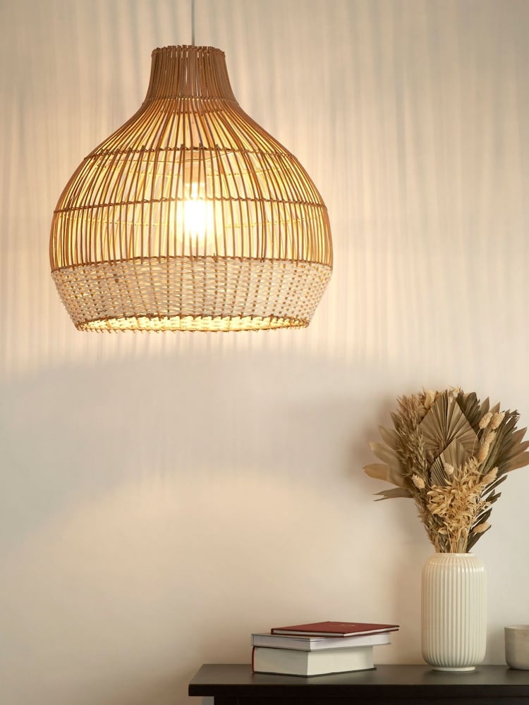 Searchlight Natural/Cream Jenn Rattan Easy Fit Shade - Image 1 of 4