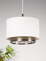 Searchlight White/Pewter Adeline Two Tier Easy Fit Lampshade - Image 1 of 4