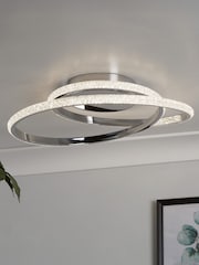 Searchlight Chrome/Clear Hazel LED Ceiling Flush Light - Image 1 of 4