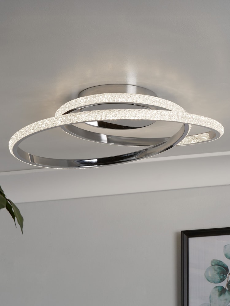Searchlight Chrome/Clear Hazel LED Ceiling Flush Light - Image 1 of 4