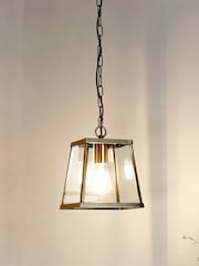 Searchlight Antique Brass and Clear Nirvana Single Pendant Ceiling Light - Image 1 of 3