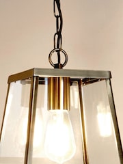 Searchlight Antique Brass and Clear Nirvana Single Pendant Ceiling Light - Image 2 of 3