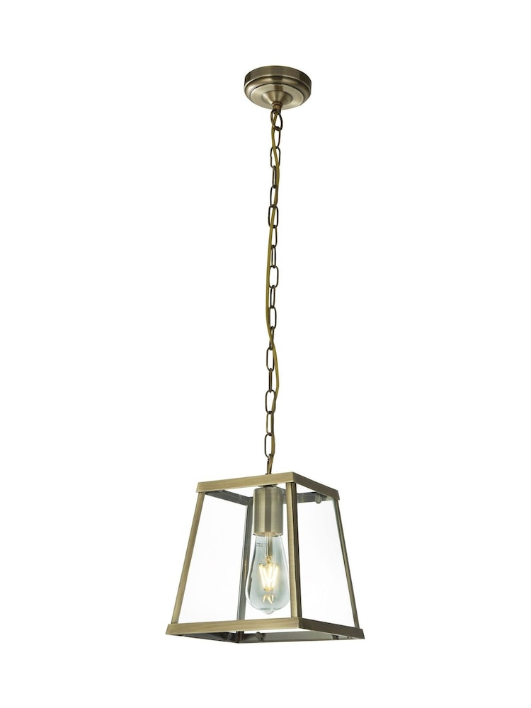 Searchlight Antique Brass and Clear Nirvana Single Pendant Ceiling Light - Image 3 of 3