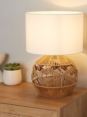 Searchlight Natural/White Kaia Woven Table Lamp - Image 1 of 4