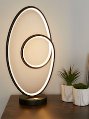 Searchlight Matt Black/White Hazel LED Touch Table Lamp - Image 1 of 4