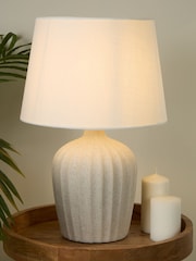 Searchlight White/Cream Clara Ceramic Table Lamp - Image 1 of 4