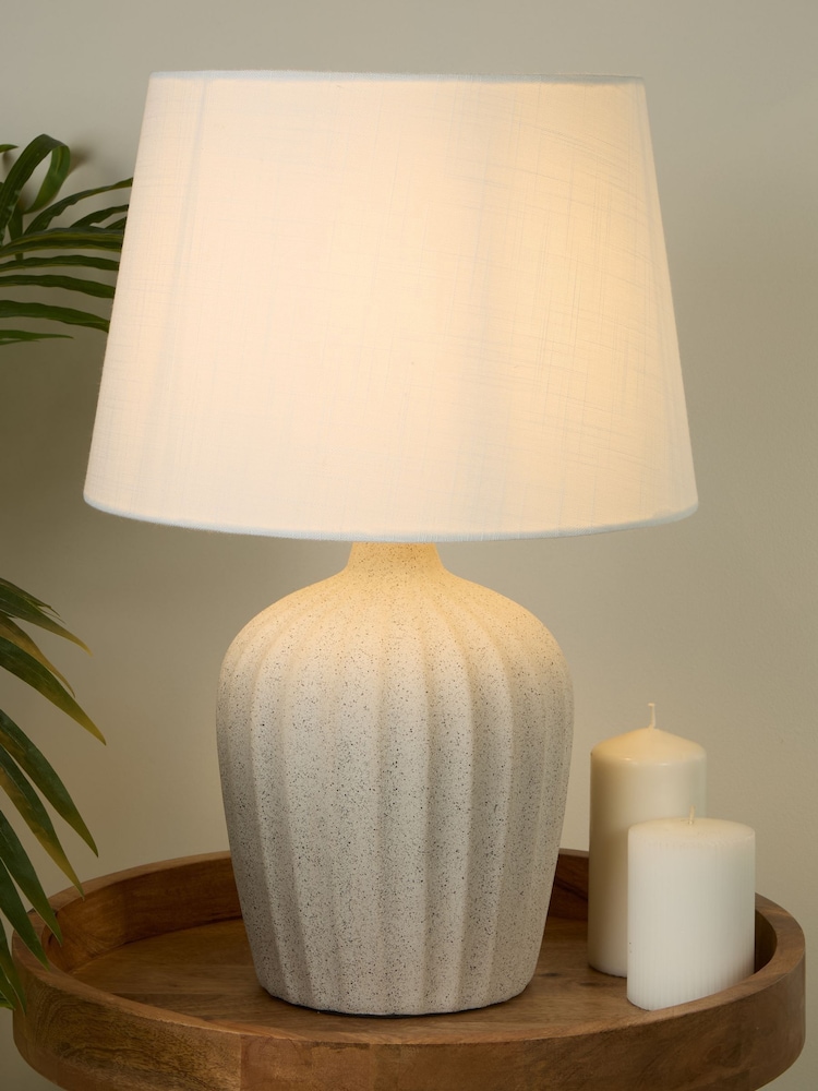 Searchlight White/Cream Clara Ceramic Table Lamp - Image 1 of 4