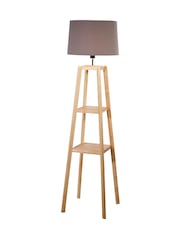 Searchlight Natural/Grey Renner Wooden Frame Floor Lamp - Image 2 of 3