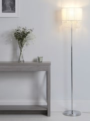 Searchlight White Chrome and Clear Ethereal Beaded Floor Lamp - Image 1 of 4