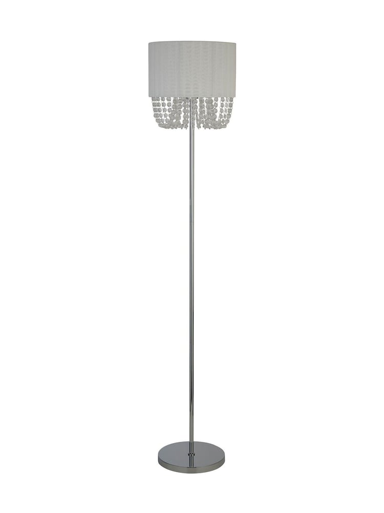 Searchlight White Chrome and Clear Ethereal Beaded Floor Lamp - Image 4 of 4