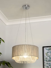 Searchlight Grey Chrome and Clear Ethereal Beaded Ceiling Pendant Light - Image 1 of 4