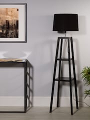 Searchlight Black Renner Wooden Frame Floor Lamp - Image 1 of 4