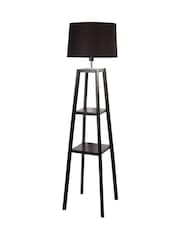Searchlight Black Renner Wooden Frame Floor Lamp - Image 4 of 4
