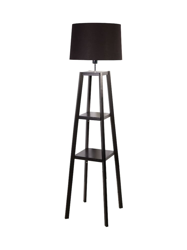 Searchlight Black Renner Wooden Frame Floor Lamp - Image 4 of 4