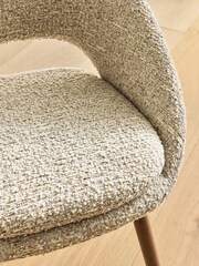 Set of 2 Tweedy Boucle Mink Natural Hewitt Upholstered Dark Wood Leg Dining Chairs - Image 2 of 7