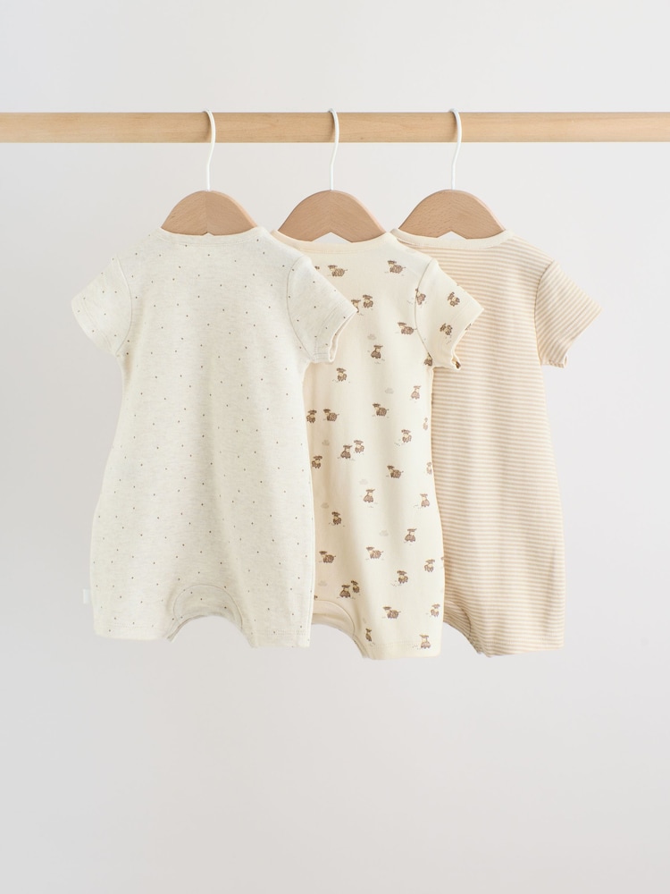 Neutral Hamish Highland Cow Jersey Baby Rompers 3 Pack - Image 2 of 11