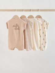 Neutral "Milk Club" Embroidered Baby Jersey Rompers 4 Pack - Image 2 of 13