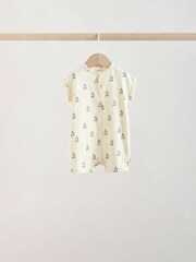 Neutral "Milk Club" Embroidered Baby Jersey Rompers 4 Pack - Image 7 of 13