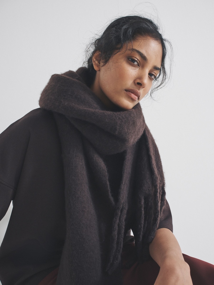 The Set 2 Pack Wide Check and Plain Scarfs - صورة 1 من 6