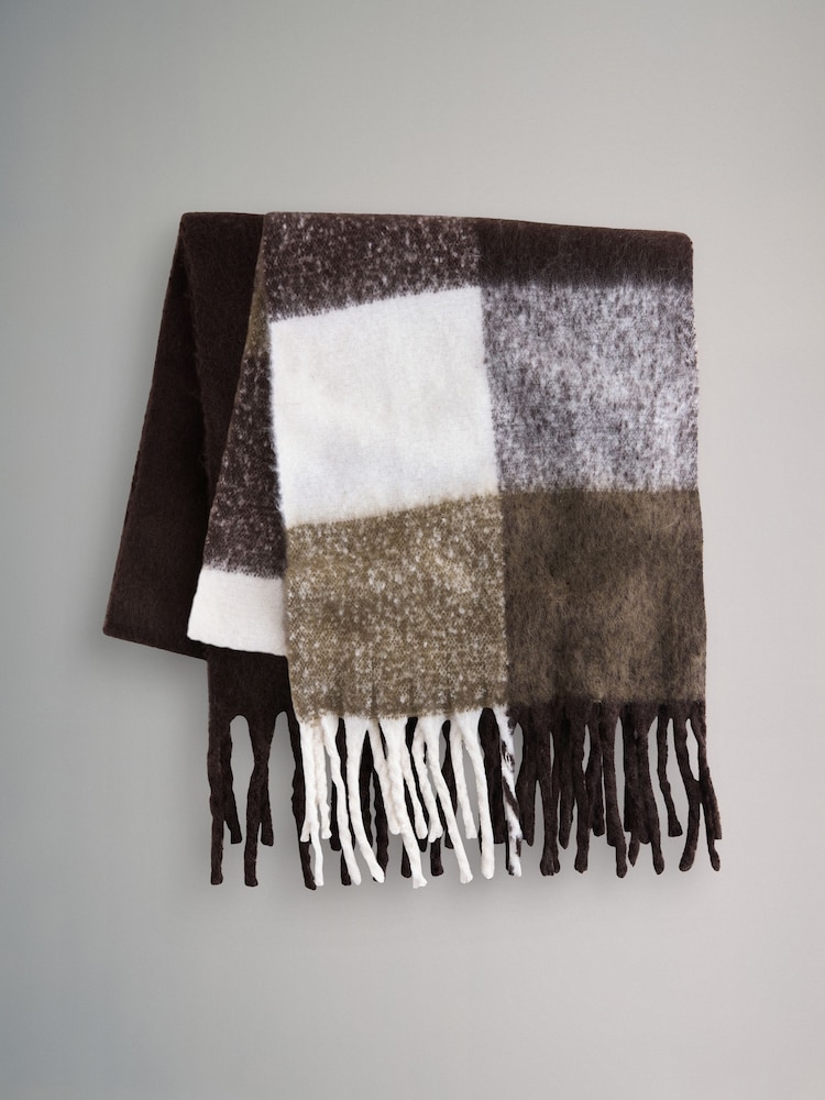 The Set 2 Pack Wide Check and Plain Scarfs - صورة 2 من 6