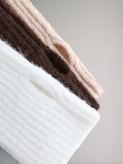 The Set Oat/Chocolate Brown/Cream 3 Pack Fingerless Knitted Gloves - Image 6 of 6