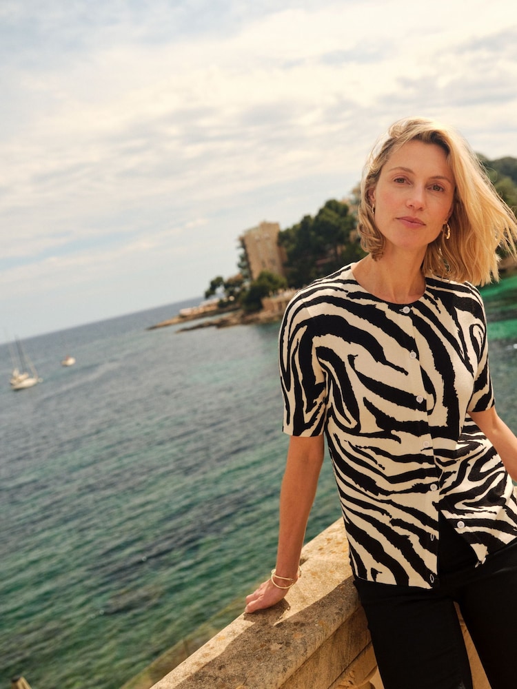JD Williams Animal Print Short Sleeve Cardigan - Image 1 of 6