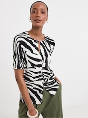 JD Williams Animal Print Short Sleeve Cardigan - Image 3 of 6