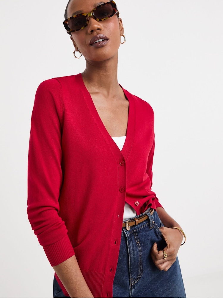 JD Williams Red V-Neck Cardigan - Image 1 of 4