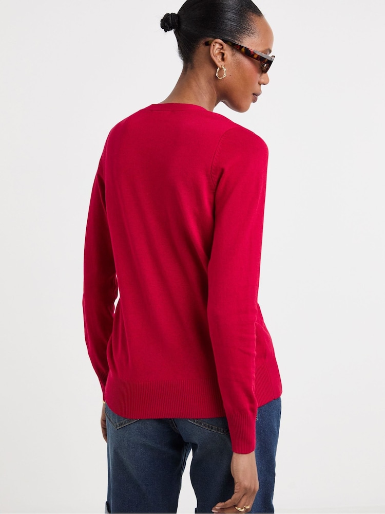 JD Williams Red V-Neck Cardigan - Image 2 of 4