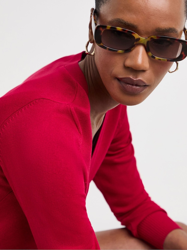 JD Williams Red V-Neck Cardigan - Image 4 of 4