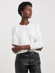 JD Williams White Crew Neck Cardigan - Image 1 of 5