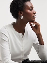 JD Williams White Crew Neck Cardigan - Image 5 of 5
